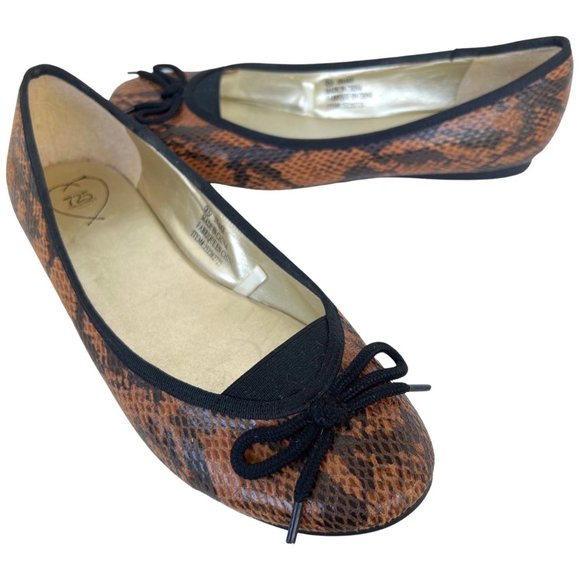 🌸4/$20🌸 NWOB G21 725 Faux Snake Print Ballet Flats - Picture 1 of 12